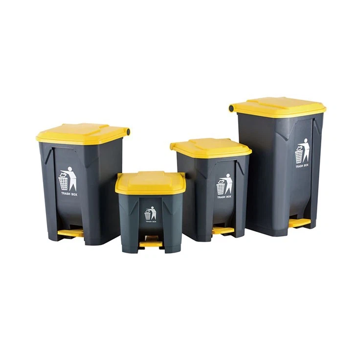 grey recycle trash bin with pedal and yellow lid grey recycle trash bin with pedal and yellow lid