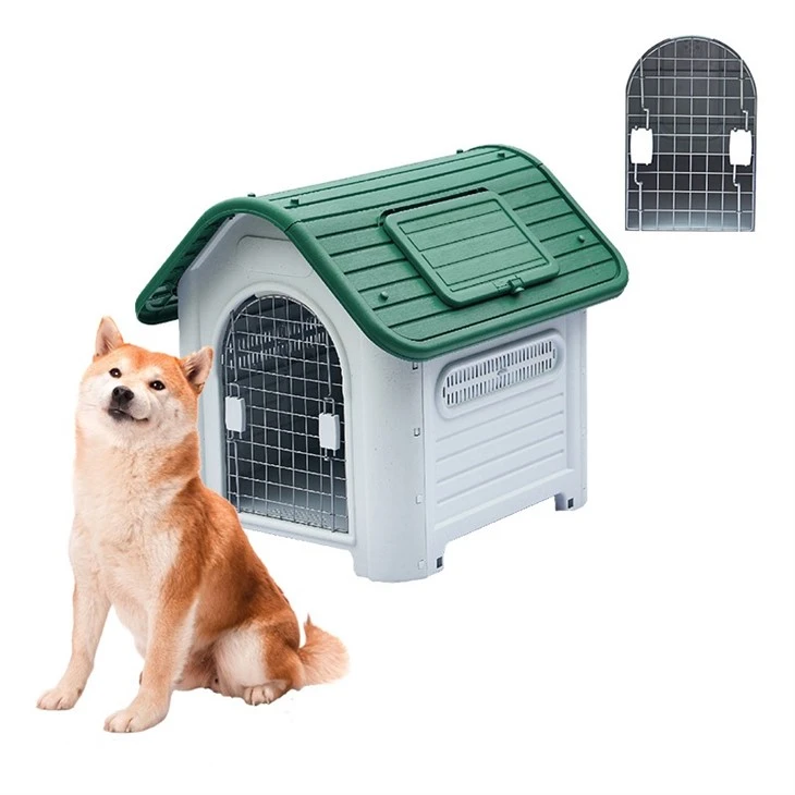 Elevated Floor Portable Plastic Pet Products Outdoor Animal Cage Double Door Dog Kennel Plastic Pet House